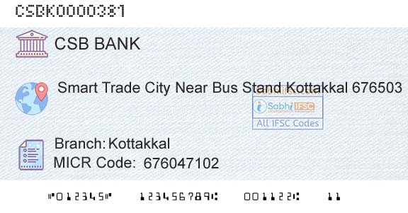 Csb Bank Limited KottakkalBranch 
