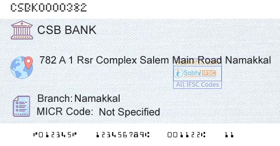 Csb Bank Limited NamakkalBranch 