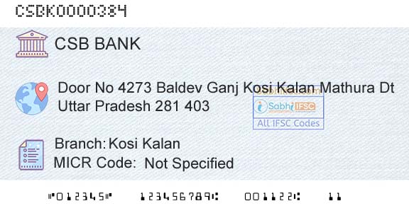 Csb Bank Limited Kosi KalanBranch 