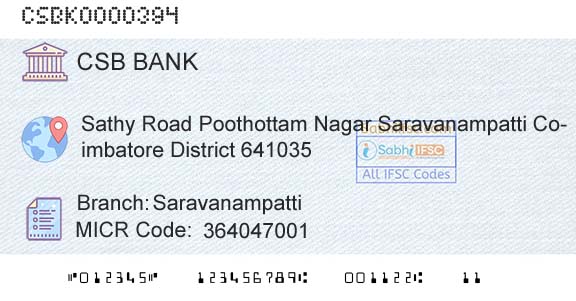 Csb Bank Limited SaravanampattiBranch 