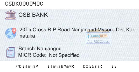 Csb Bank Limited NanjangudBranch 