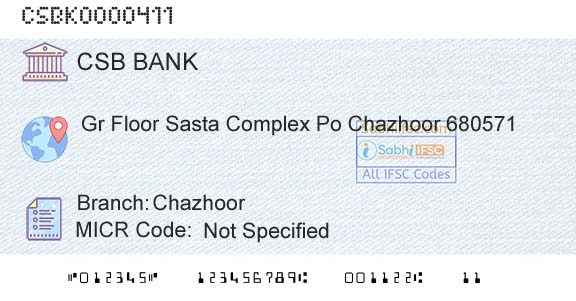 Csb Bank Limited ChazhoorBranch 