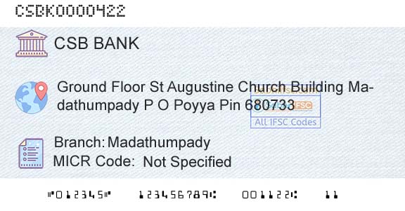 Csb Bank Limited MadathumpadyBranch 
