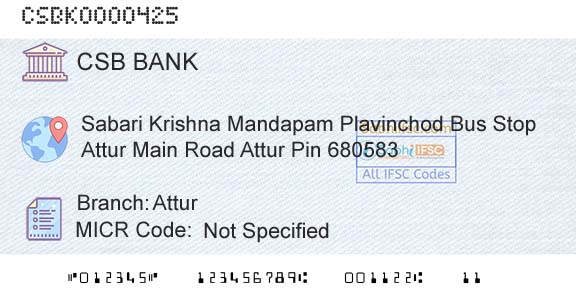 Csb Bank Limited AtturBranch 