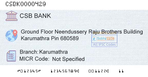 Csb Bank Limited KarumathraBranch 