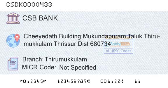 Csb Bank Limited ThirumukkulamBranch 