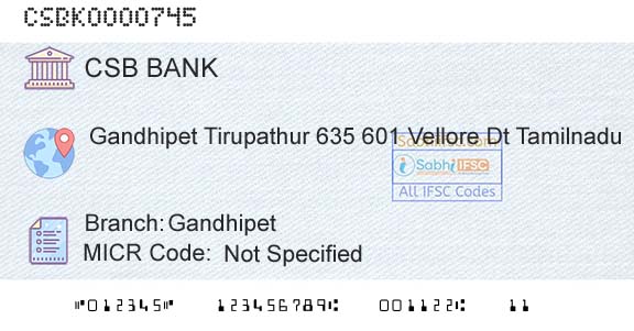 Csb Bank Limited GandhipetBranch 