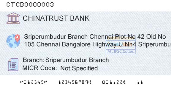 Ctbc Bank Co Ltd Sriperumbudur BranchBranch 