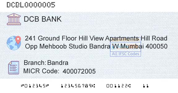 Dcb Bank Limited BandraBranch 