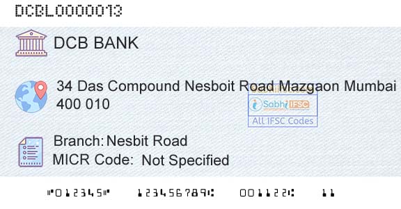 Dcb Bank Limited Nesbit RoadBranch 