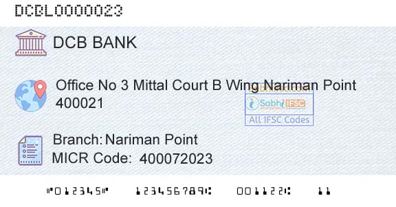 Dcb Bank Limited Nariman PointBranch 