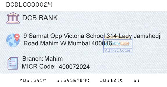 Dcb Bank Limited MahimBranch 