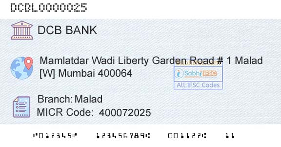 Dcb Bank Limited MaladBranch 