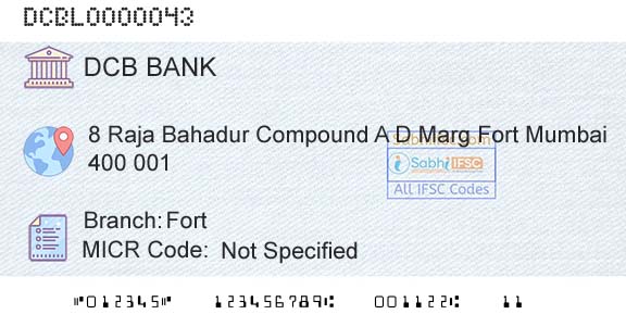 Dcb Bank Limited FortBranch 
