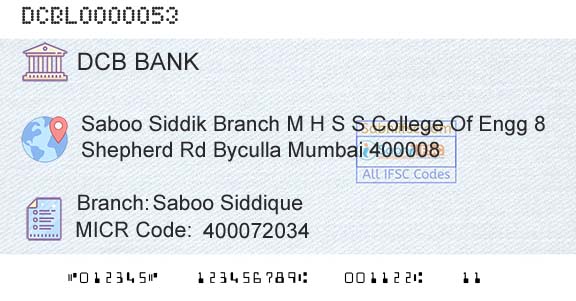 Dcb Bank Limited Saboo SiddiqueBranch 