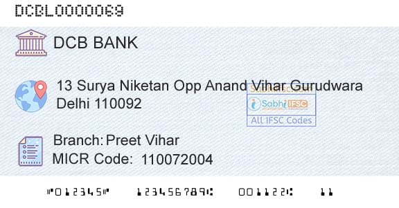 Dcb Bank Limited Preet ViharBranch 