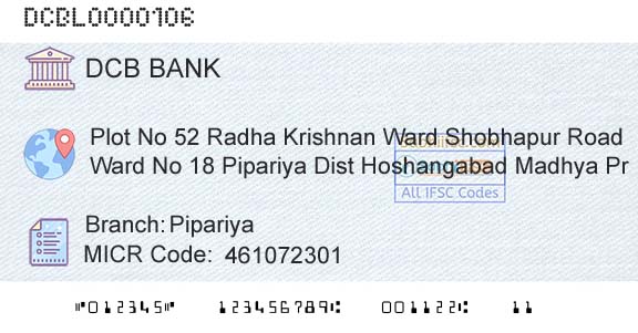 Dcb Bank Limited PipariyaBranch 