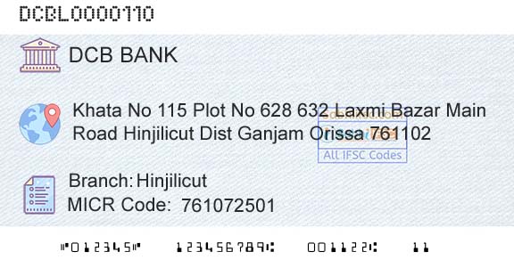 Dcb Bank Limited HinjilicutBranch 