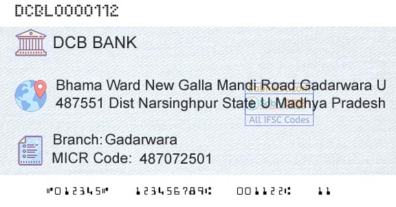 Dcb Bank Limited GadarwaraBranch 