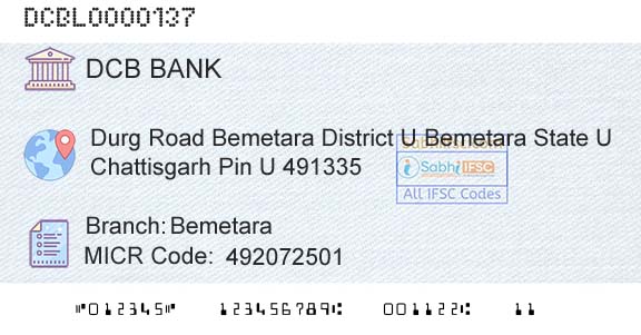 Dcb Bank Limited BemetaraBranch 
