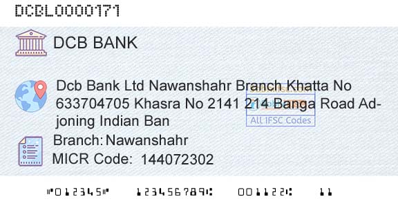 Dcb Bank Limited NawanshahrBranch 