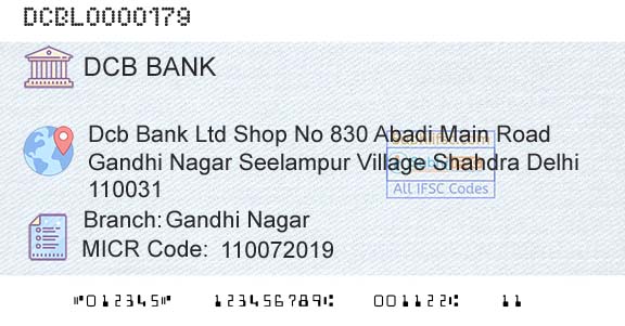 Dcb Bank Limited Gandhi NagarBranch 