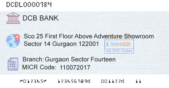 Dcb Bank Limited Gurgaon Sector FourteenBranch 