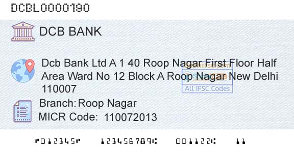 Dcb Bank Limited Roop NagarBranch 