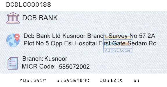 Dcb Bank Limited KusnoorBranch 