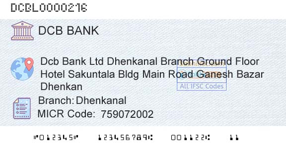 Dcb Bank Limited DhenkanalBranch 
