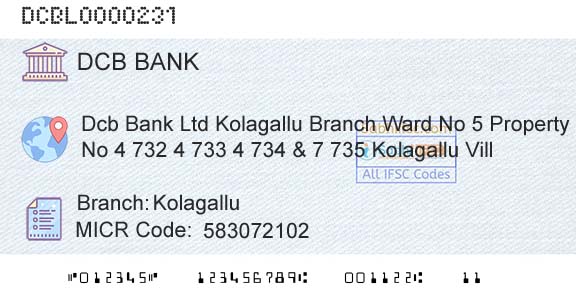 Dcb Bank Limited KolagalluBranch 
