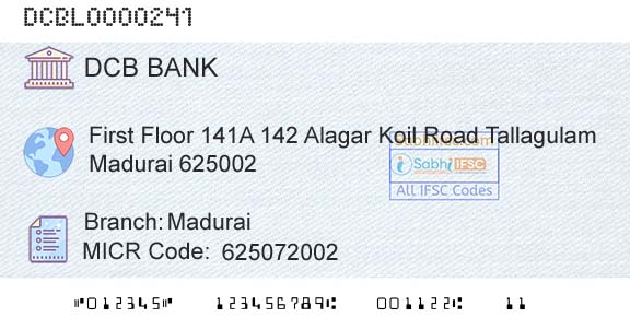 Dcb Bank Limited MaduraiBranch 