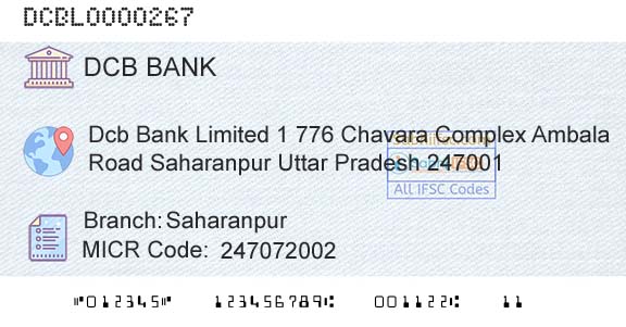 Dcb Bank Limited SaharanpurBranch 