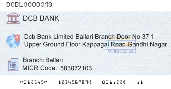 Dcb Bank Limited BallariBranch 