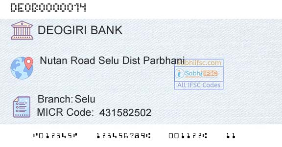 Deogiri Nagari Sahakari Bank Ltd Aurangabad SeluBranch 