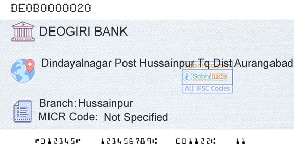 Deogiri Nagari Sahakari Bank Ltd Aurangabad HussainpurBranch 