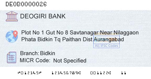 Deogiri Nagari Sahakari Bank Ltd Aurangabad BidkinBranch 