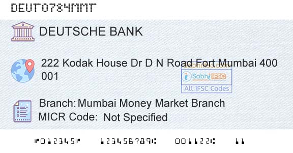Deustche Bank Mumbai Money Market BranchBranch 