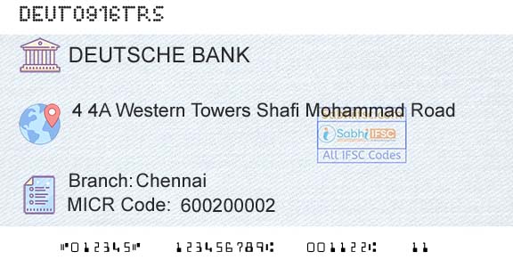 Deustche Bank ChennaiBranch 