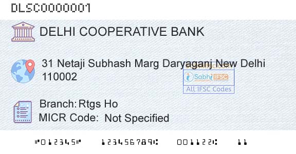 The Delhi State Cooperative Bank Limited Rtgs HoBranch 