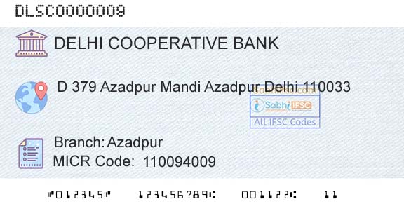 The Delhi State Cooperative Bank Limited AzadpurBranch 