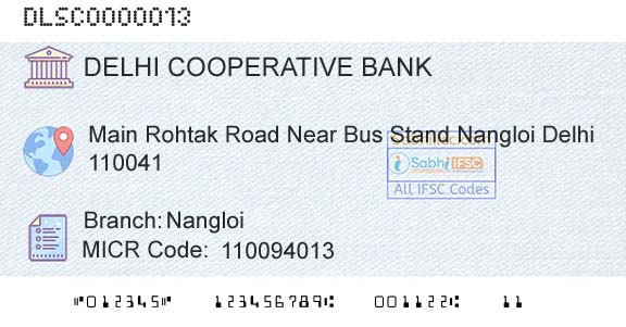 The Delhi State Cooperative Bank Limited NangloiBranch 