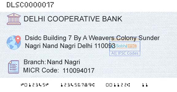 The Delhi State Cooperative Bank Limited Nand NagriBranch 