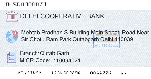The Delhi State Cooperative Bank Limited Qutab GarhBranch 
