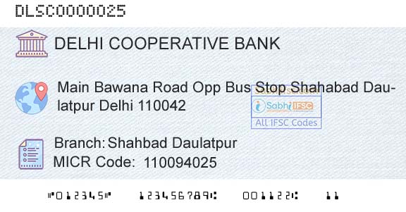 The Delhi State Cooperative Bank Limited Shahbad DaulatpurBranch 