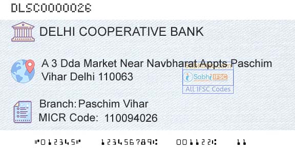 The Delhi State Cooperative Bank Limited Paschim ViharBranch 