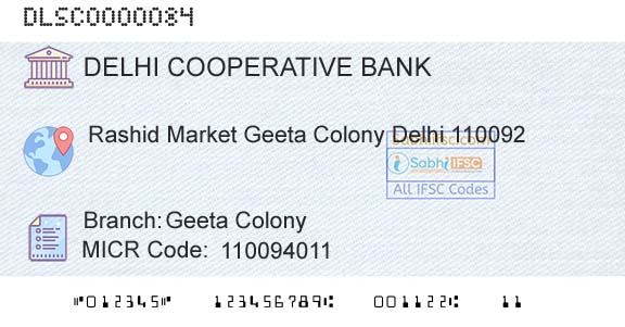 The Delhi State Cooperative Bank Limited Geeta ColonyBranch 
