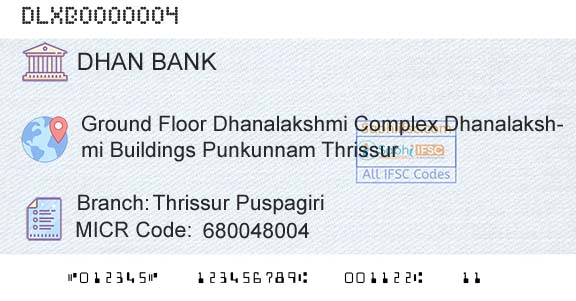 Dhanalakshmi Bank Thrissur PuspagiriBranch 