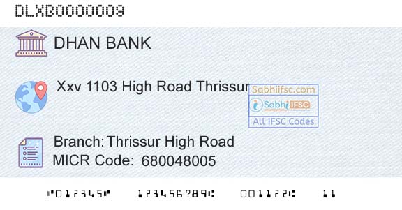 Dhanalakshmi Bank Thrissur High RoadBranch 