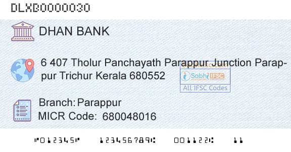 Dhanalakshmi Bank ParappurBranch 